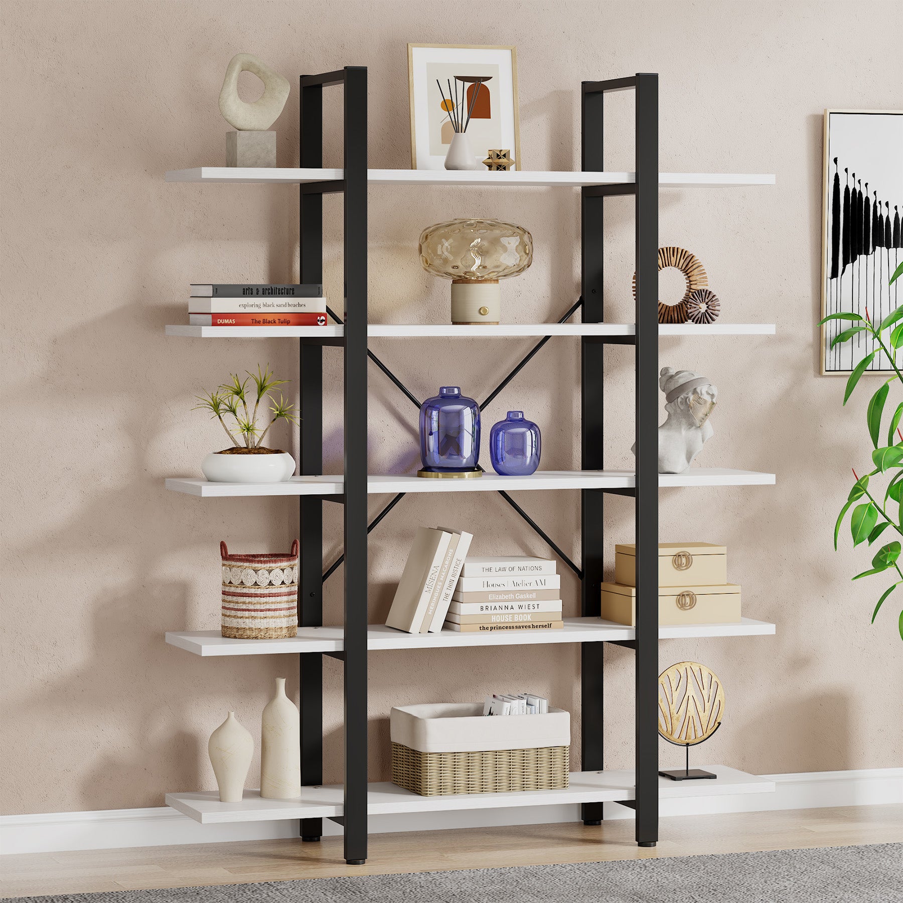 5-Tier Bookshelf Industrial Bookcase